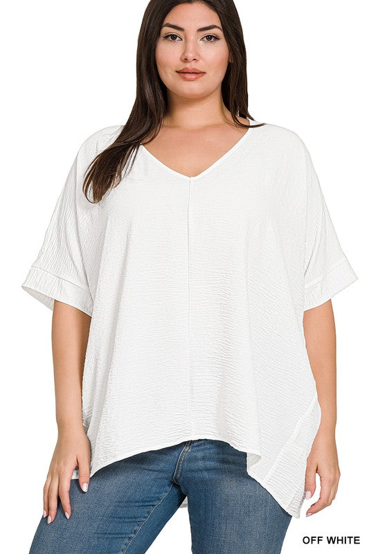 Easy Breezy Plus Off White Dolman Short Sleeve Top - Catching Fireflies Boutique