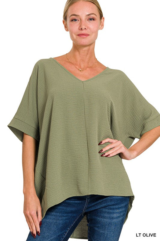 Easy Breezy Light Olive Dolman Short Sleeve Top - Catching Fireflies Boutique