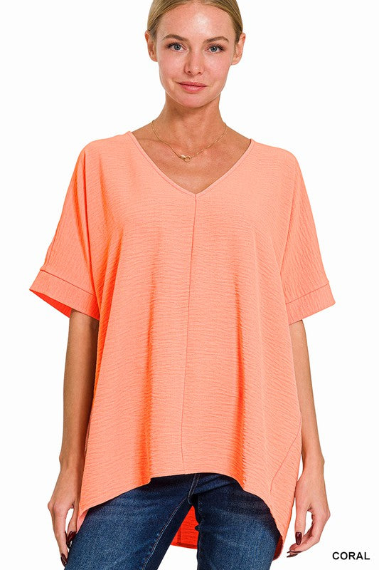 / Easy Breezy Coral Dolman Short Sleeve Top - Catching Fireflies Boutique