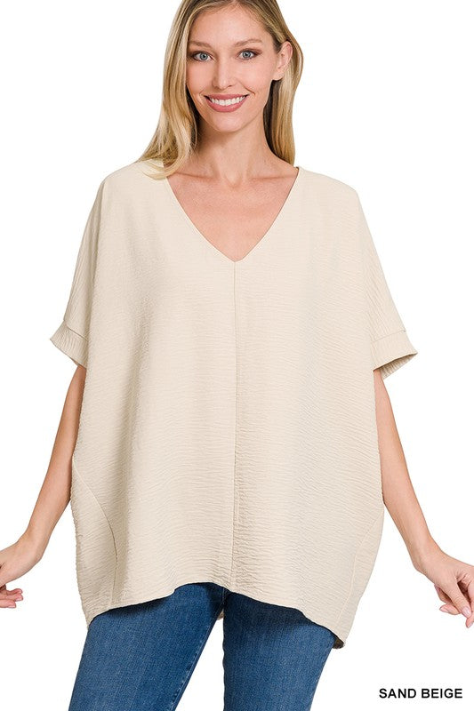 Easy Breezy Sand Beige Dolman Short Sleeve Top - Catching Fireflies Boutique