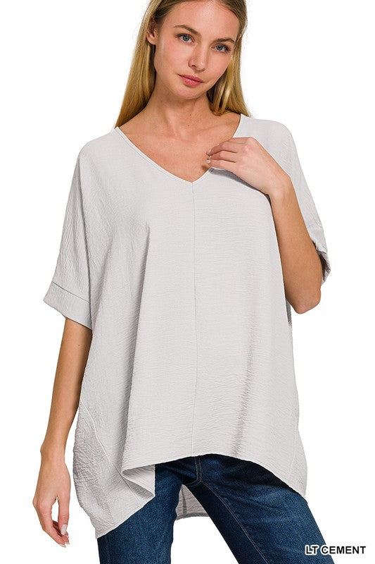 Easy Breezy Light Cement Dolman Short Sleeve Top - Catching Fireflies Boutique
