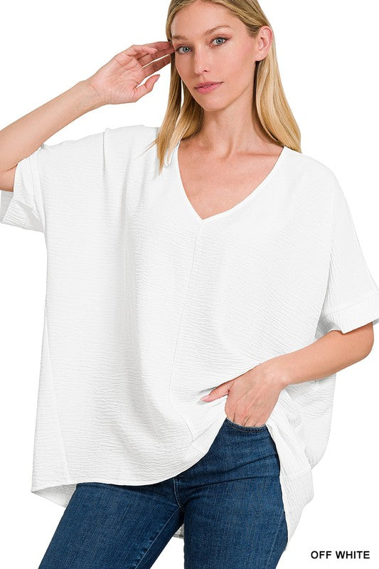 / Easy Breezy Off White Dolman Short Sleeve Top - Catching Fireflies Boutique