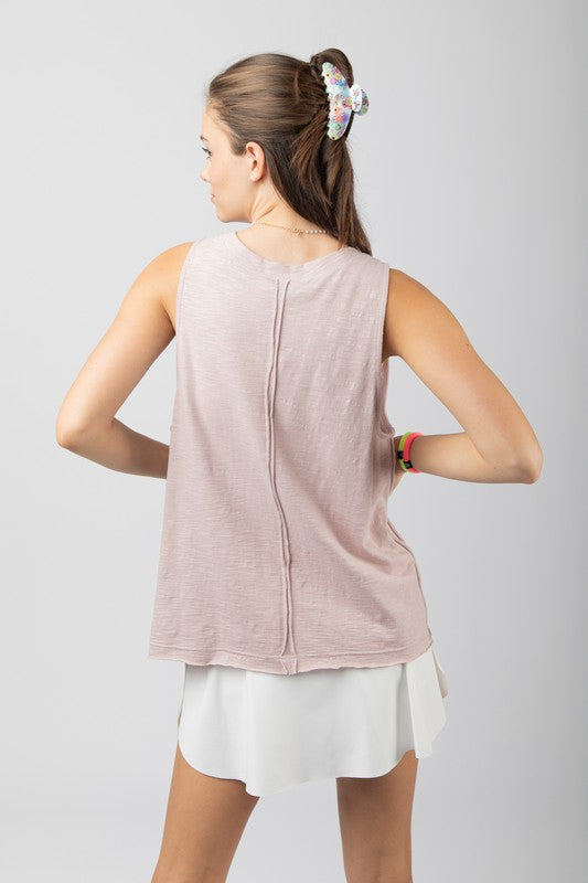 : Just Wanna Have Fun Mauve Pocket Tank Top - Catching Fireflies Boutique