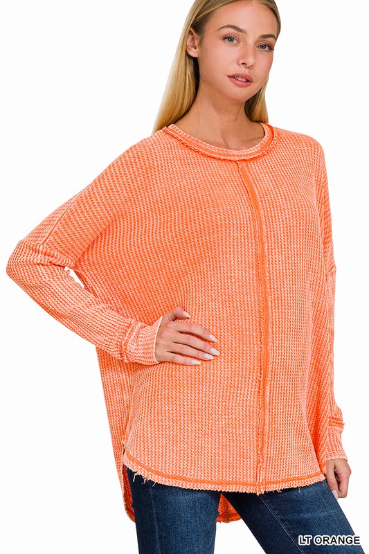 @/ Rocky Trails Light Orange Washed Baby Waffle Top