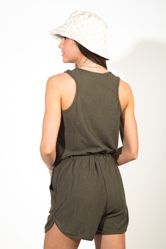 : Pieces Of Summer Olive Scoop Neck Romper - Catching Fireflies Boutique
