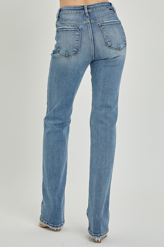 / Catherine Mid Rise Long Straight Cut Risen Jeans