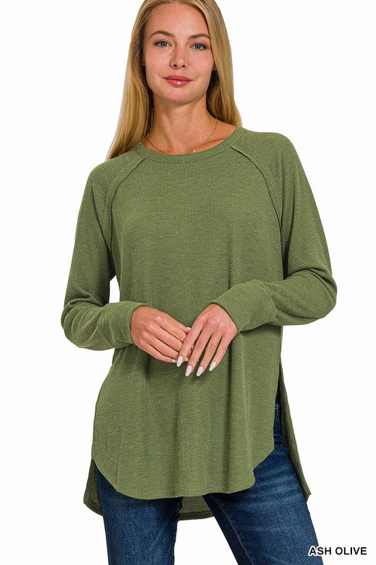 : Love You A Waffle Lot Ash Olive Long Sleeve Top - Catching Fireflies Boutique