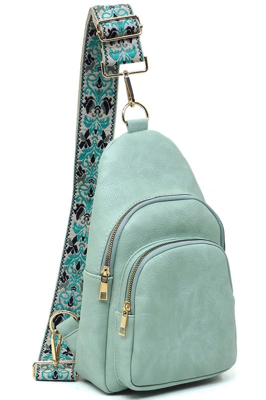 / Double Zip Mint Guitar Strap Sling Bag