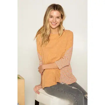 Classic Touches Orange Color Block Stripe Top - Catching Fireflies Boutique