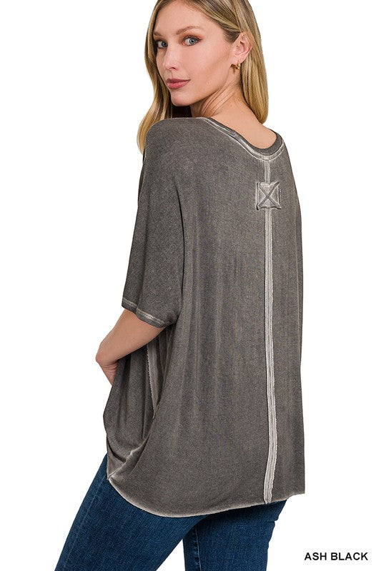 : Be Your Own Label Washed Ash Black Top - Catching Fireflies Boutique