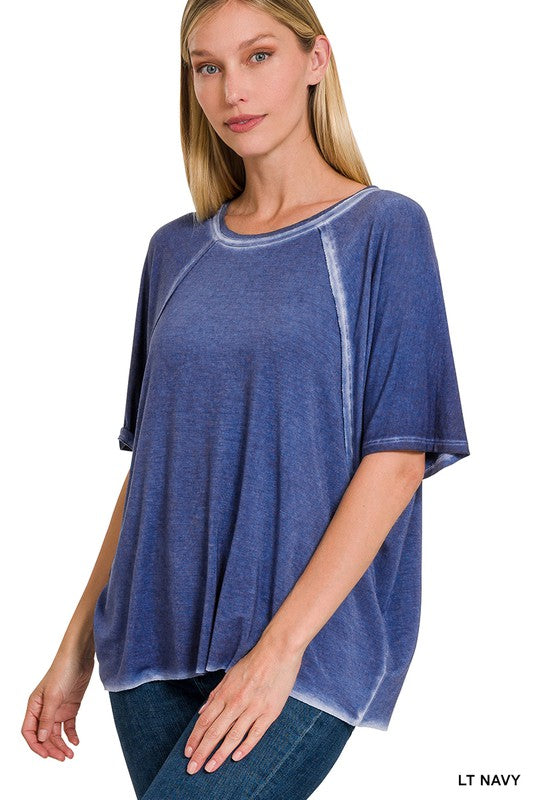 : Be Your Own Label Washed Light Navy Top - Catching Fireflies Boutique
