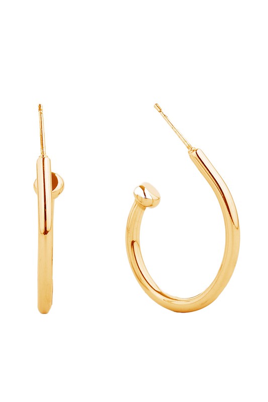 : Gold Oval Hoop Post Earrings - Catching Fireflies Boutique