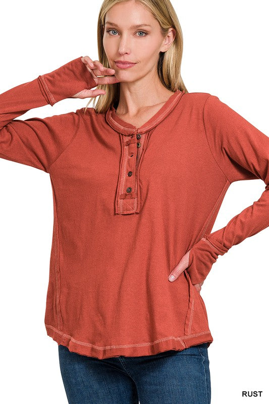 : Thumbs Up Rust Partial Button Top - Catching Fireflies Boutique