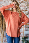 / Rhyme Or Reason Rust Thumbhole Long Sleeve Top