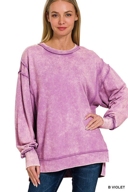 / Fascinating Picture Brushed Violet Terry Sweatshirt - Catching Fireflies Boutique