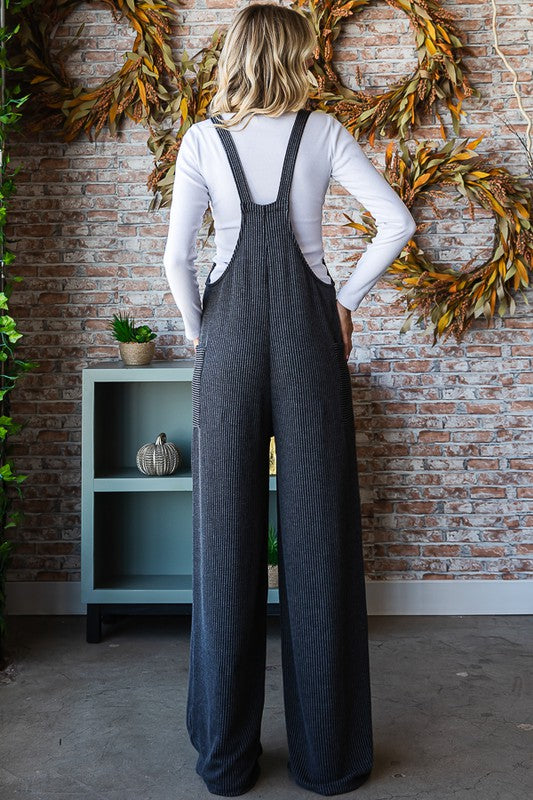 Jump Into Fall Charcoal Side Pocket Jumpsuit - Catching Fireflies Boutique