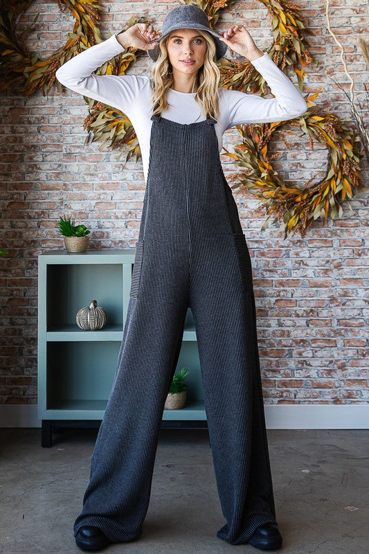 Jump Into Fall Charcoal Side Pocket Jumpsuit - Catching Fireflies Boutique