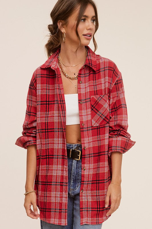 : Seasonably Spicy Paprika Red Plaid Shirt - Catching Fireflies Boutique