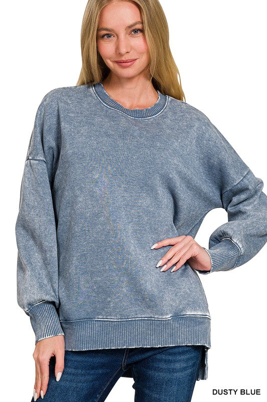 Alluring Colors Dusty Blue Pocketed Pullover - Catching Fireflies Boutique