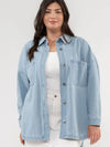 / Polished And Poised Plus Light Denim Shacket - Catching Fireflies Boutique
