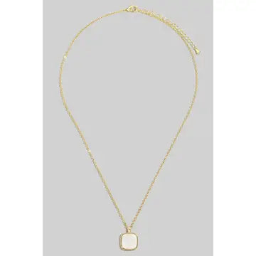 Gold Dipped Square Shell Pendant Necklace