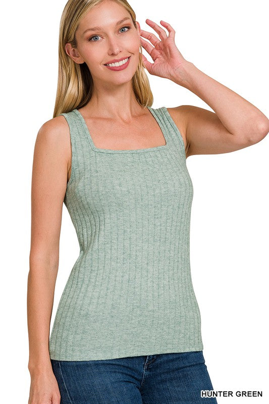 / Fair And Square Hunter Green Ribbed Sleeveless Top - Catching Fireflies Boutique