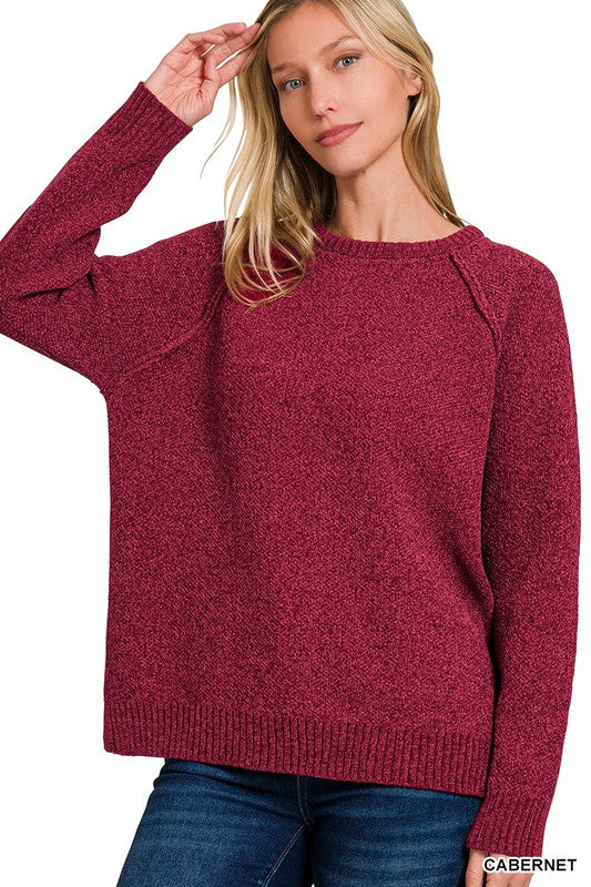 Right Here Waiting Cabernet Chenille Sweater - Catching Fireflies Boutique