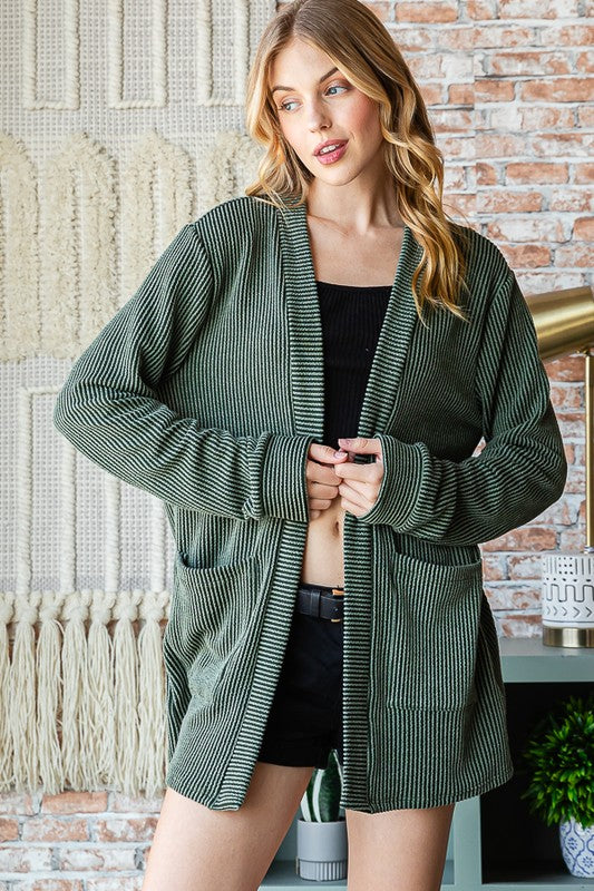 : Carry Me Away Olive Pocket Cardigan - Catching Fireflies Boutique