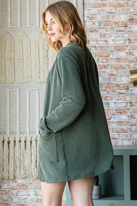 : Carry Me Away Olive Pocket Cardigan - Catching Fireflies Boutique