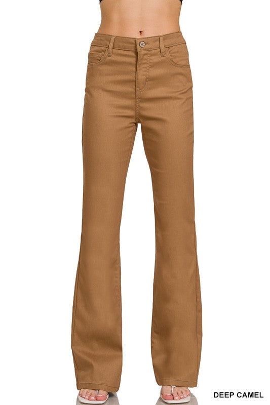 Deanna High Rise Bootcut Deep Camel Denim Pants (Size Large)