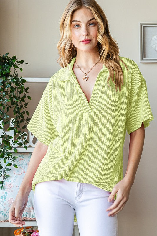 / Put The Lime In The Coconut Plus Split V-Neck Top - Catching Fireflies Boutique