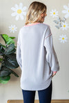 / Solitude In Grey Ribbed Partial Button Top - Catching Fireflies Boutique
