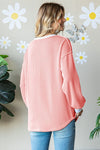 / Solitude In Coral Ribbed Partial Button Top - Catching Fireflies Boutique