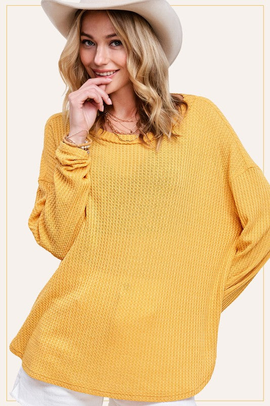 Melting For You Amber Waffle Oversized Top