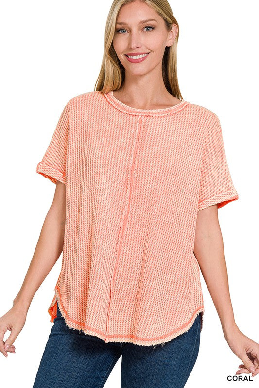 @/ Easy Street Baby Waffle Classic Coral Short Sleeve Top (Size Small/Medium)