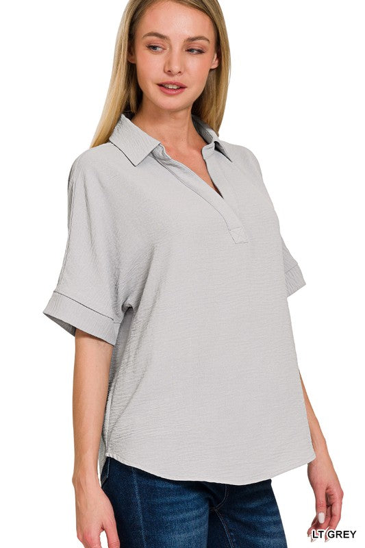 Here Lately Light Grey V-Neck Shirt - Catching Fireflies Boutique