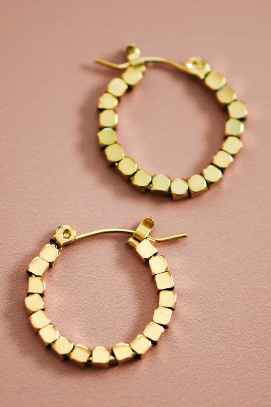 / Beaded Gold Dipped Hoop Earrings