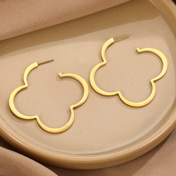 / Gold Dipped Quatrefoil Hoop Earrings - Catching Fireflies Boutique