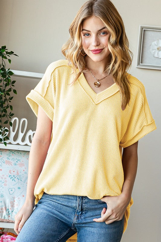 / Urbanize Your Style Light Yellow Ribbed Top - Catching Fireflies Boutique