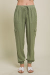 / Time For A Change Light Olive Washed Cargo Joggers - Catching Fireflies Boutique