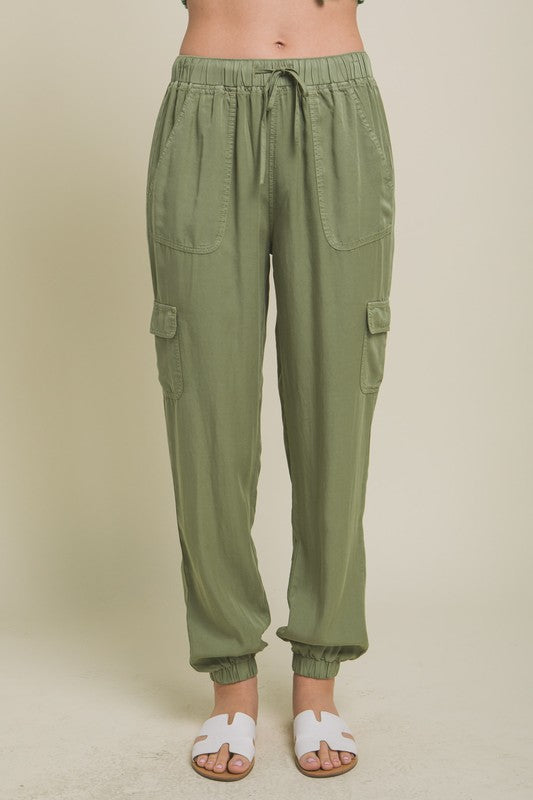 / Time For A Change Light Olive Washed Cargo Joggers - Catching Fireflies Boutique
