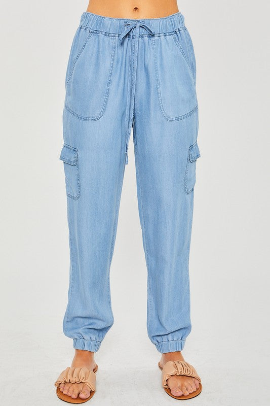 / Time For A Change Blue Washed Cargo Joggers - Catching Fireflies Boutique