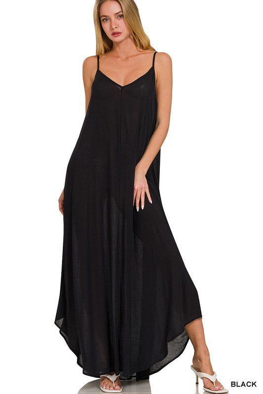 / A Wave Of Beauty Black Crinkle Maxi Dress - Catching Fireflies Boutique