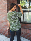 Floral Gardens Green Flare Sleeve Top