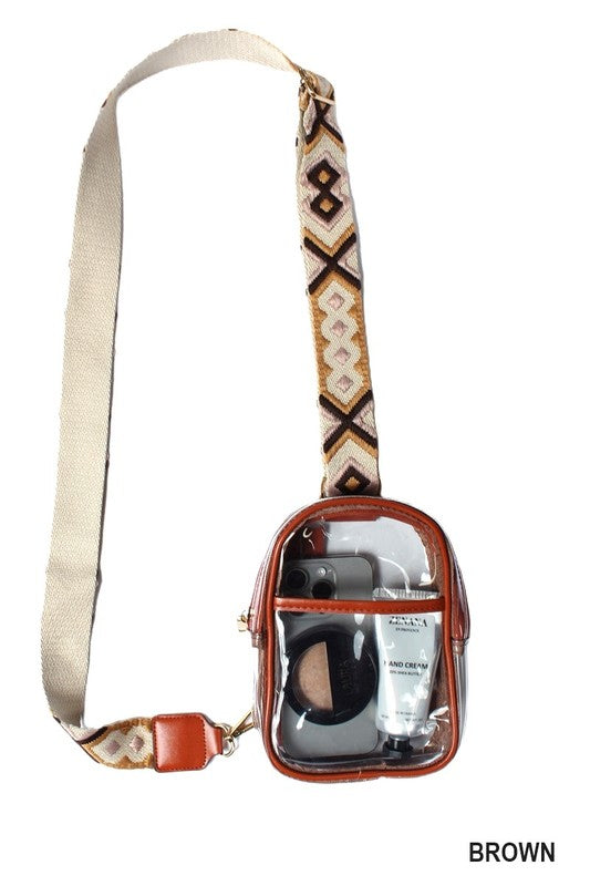 / Its A Clear View Assorted Vinyl Sling Bag With Guitar Strap - Catching Fireflies Boutique