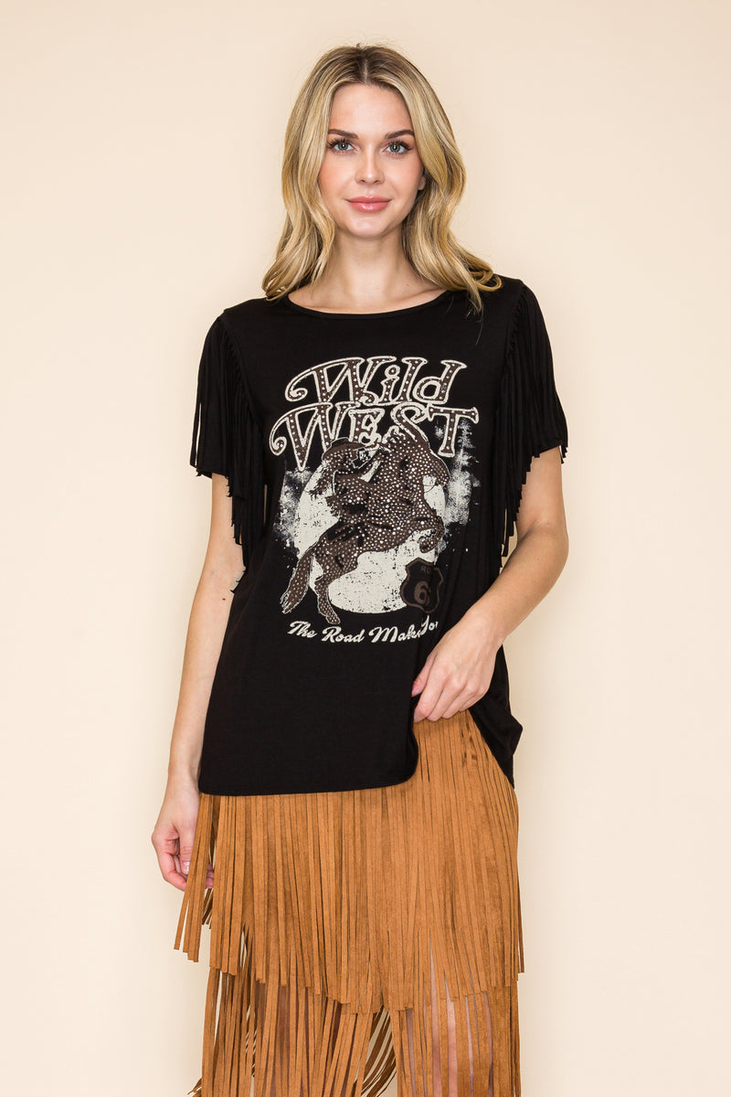 Wild West Black Vintage Style Graphic Tee - Catching Fireflies Boutique