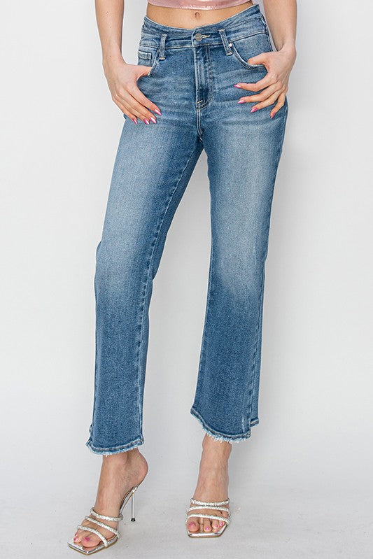 / Ava High Rise Straight Cut Risen Jeans - Catching Fireflies Boutique