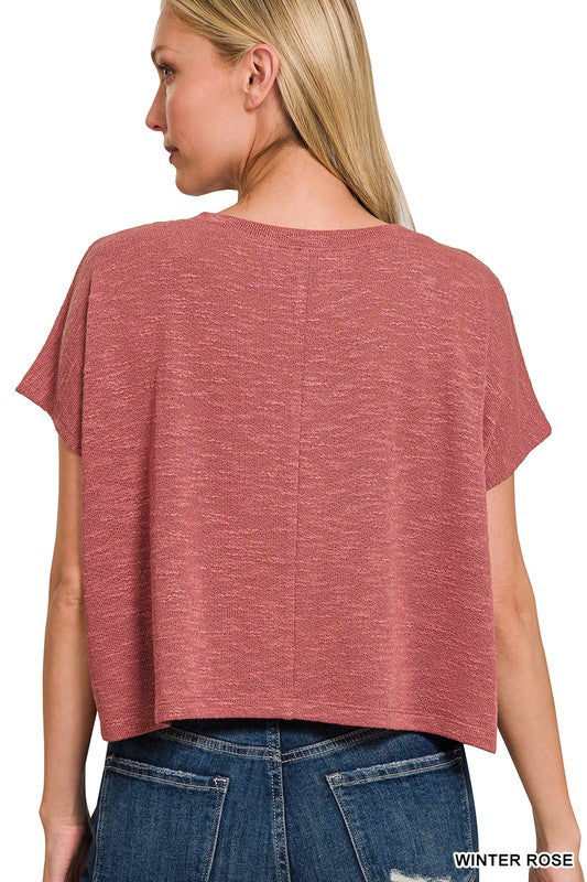 @Timeless Trends Winter Rose V Neck Crop Top