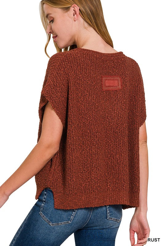 Everything Has Changed Rust Split Neck Pullover (Size L/XL)