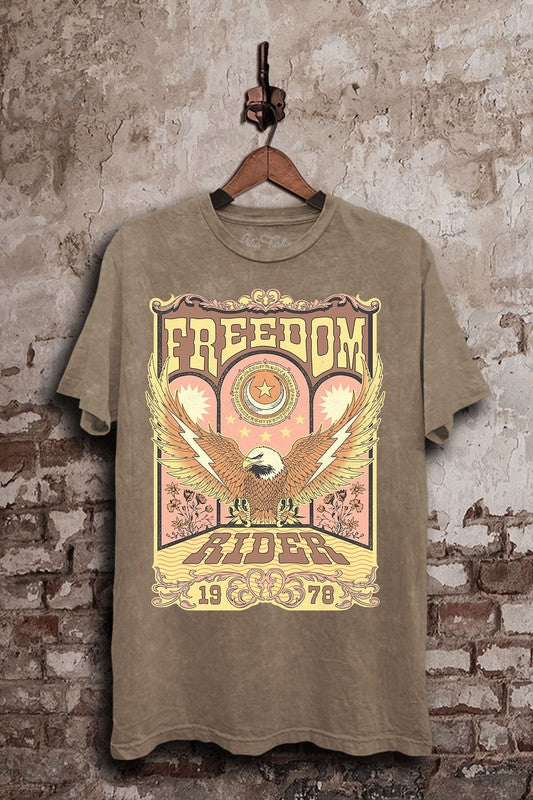 / Freedom Fighters Mocha Mineral Washed Graphic Tee (Size Medium)